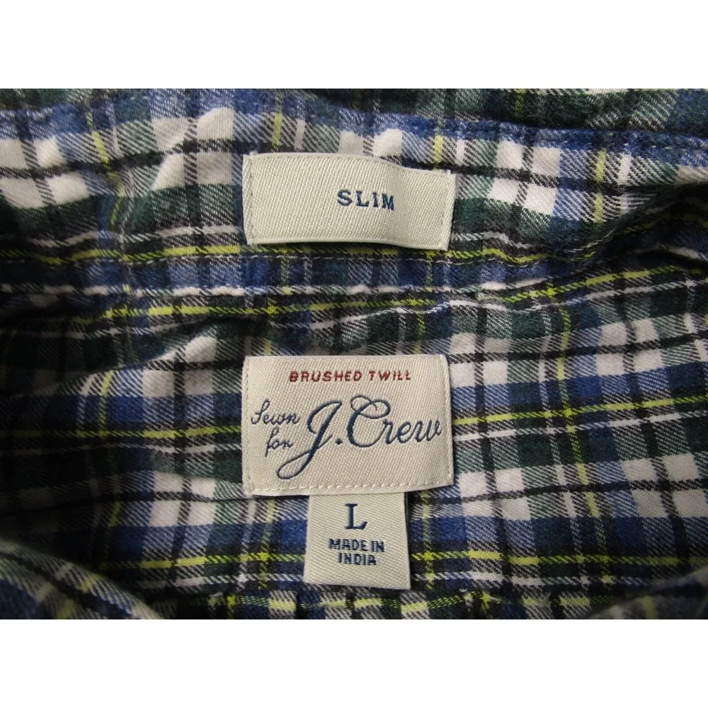 J Crew Shirt Mens Large Blue Checked Slim Fit Button Down Long‎ Sleeve